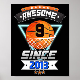 Poster 9e Anniversaire Joueur de basket-ball 9 Anniversai
