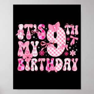 Poster 9e Anniversaire Thème Coquette Fille de Neuf Ans C