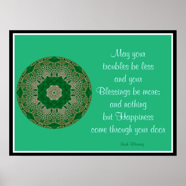 Poster A05 Celtic Kaleidoscopic Mandala - Irish Blessing8 (Devant)