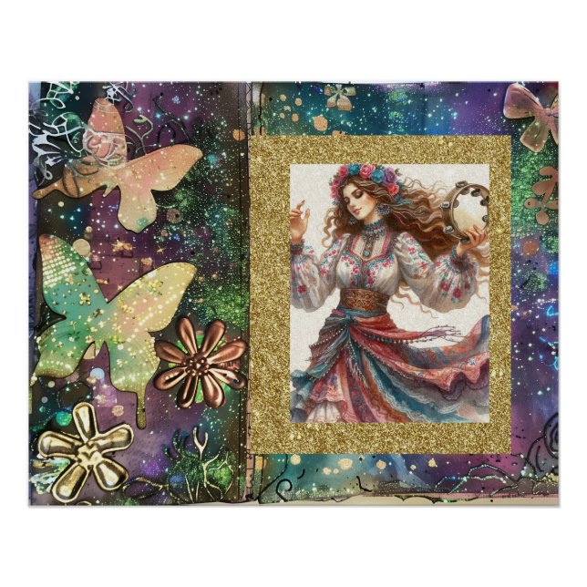 Poster *~* A100 Boho Gypsy Danseuse Tambourine (Devant)
