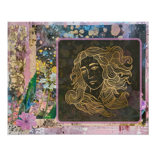 Poster *~* A100 Gold Venus femme Boho Aquarelle (Devant)