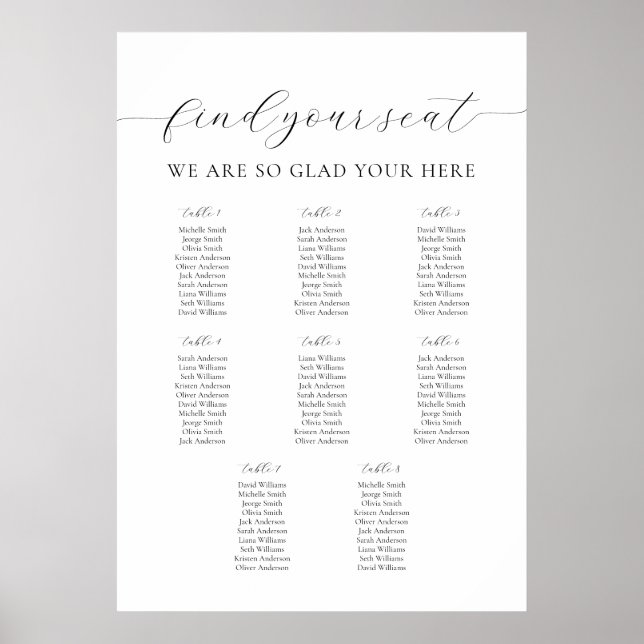 Poster A1 Nos personnes préférées Sièges Graphique 8 Tabl (Devant)