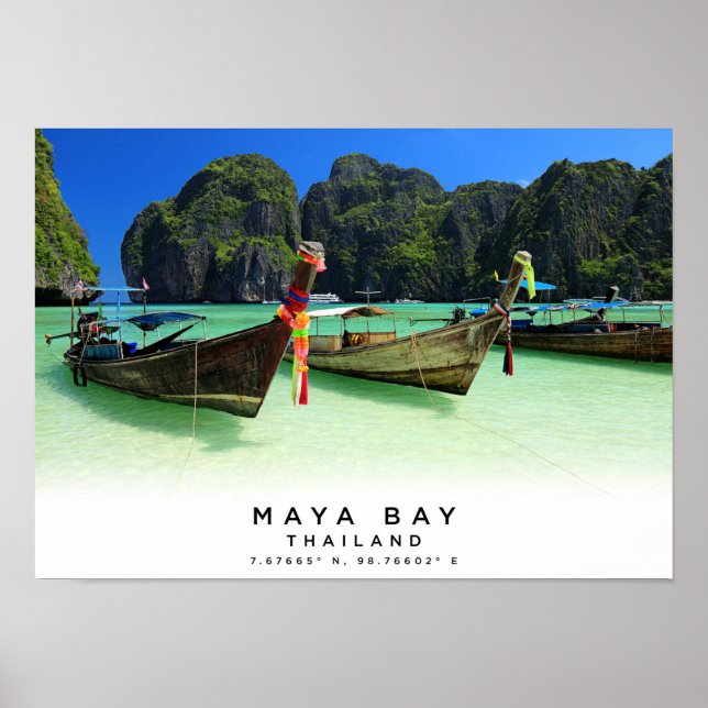 Poster A3 Maya Bay | Maya Beach | Ko Phi Phi | Thaïlande (Devant)