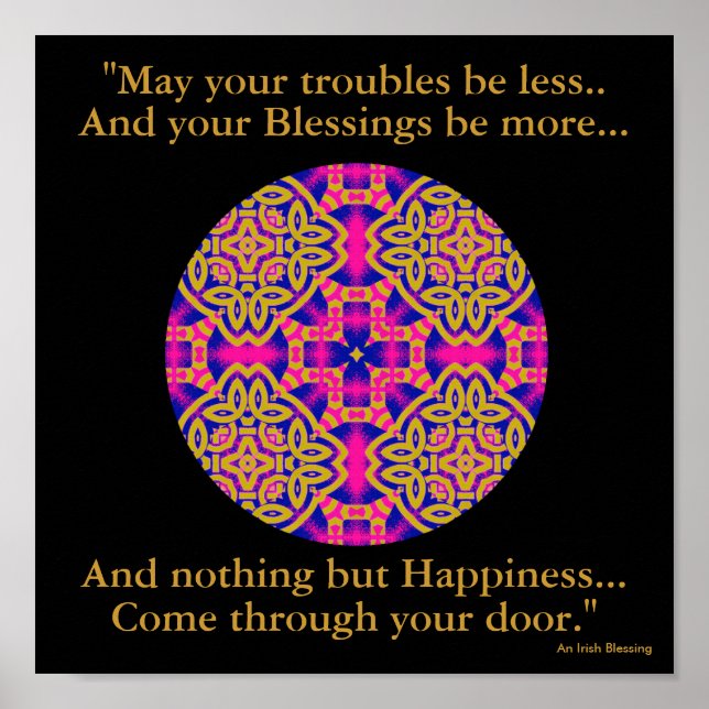 Poster A40b Kaleidoscopic Mandala - Irish Blessing.2 (Devant)