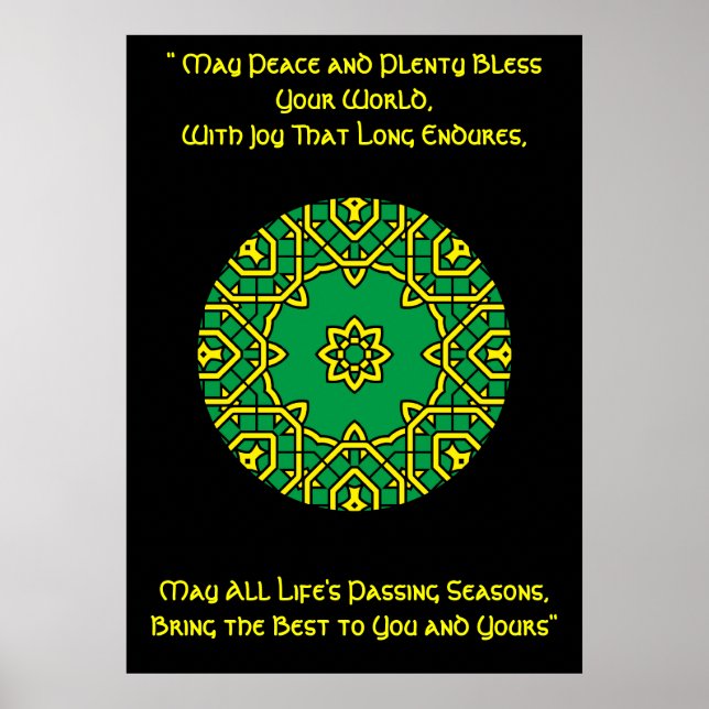 Poster A42 Celtic Kaleidoscopic Mandala - Irish Blessing. (Devant)