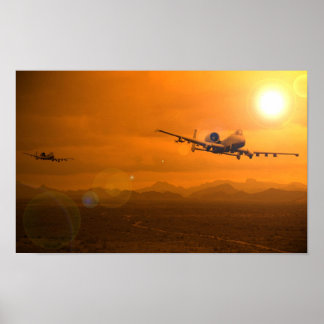 Poster A-10 Coucher de soleil dans le désert