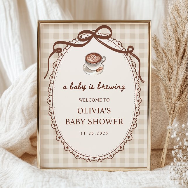 Poster A Baby is Brewing Coffee Baby Shower Welcome (Créateur téléchargé)