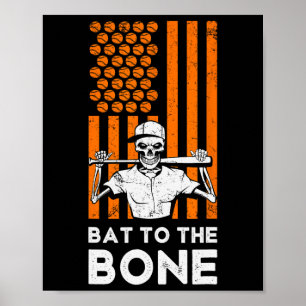 Poster À Bone Halloween Baseball Skeleton Baseball B