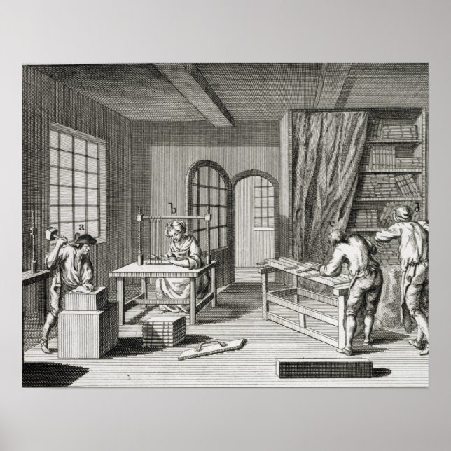 Poster A bookmaker's workshop, from the 'encyclopedie (Devant)