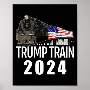Poster À bord du Trump Train 2024 American Flag 2