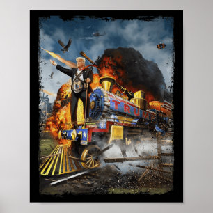 Poster À Bord Du Trump Train Drôle Donald Trump 2024 Ele