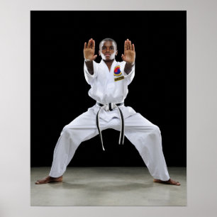 Poster A Boy (15 Years Old) in a Karate Uniform with