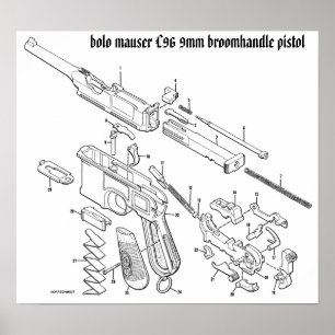 Poster à broomhandle Mauser C96 9mm