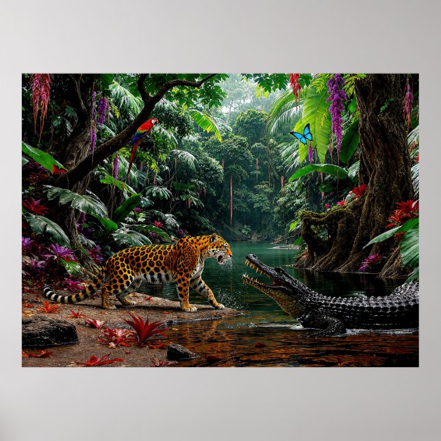 Poster "A Chance Encounter" - Portrait coloré de la faune (Devant)