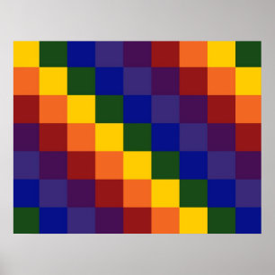 Poster à damiers arc-en-ciel