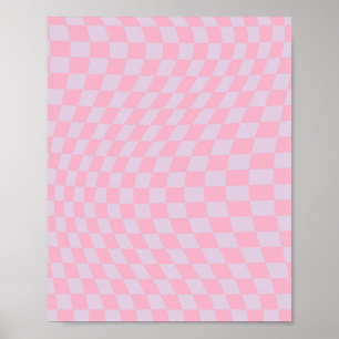 Poster à damiers Motif Lilac Pink Check Checkerboard