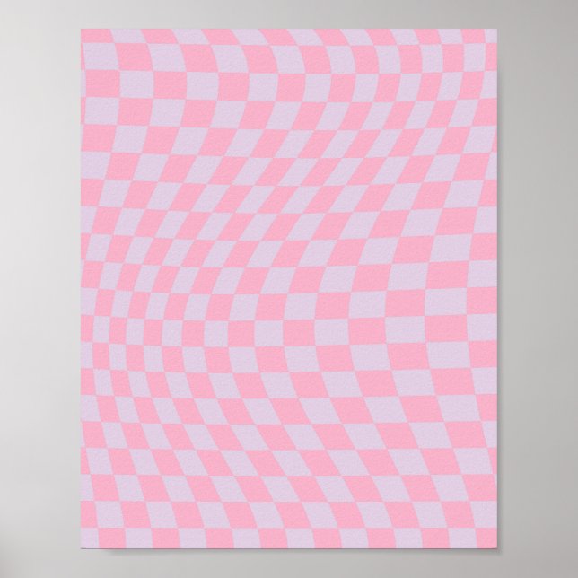 Poster à damiers Motif Lilac Pink Check Checkerboard (Devant)