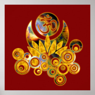 Poster A_darkred, Om Lotus