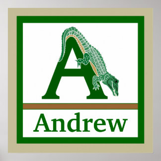 Poster A est pour Alligator et nom de garçon Wall Art pou