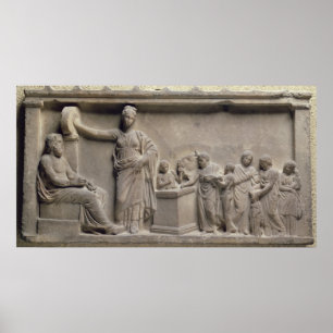 Poster A family sacrificing a bull to Asclepius