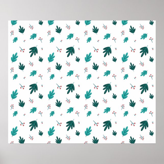 Poster À feuillage persistant Tree Feuilles et Red Holly  (Devant)