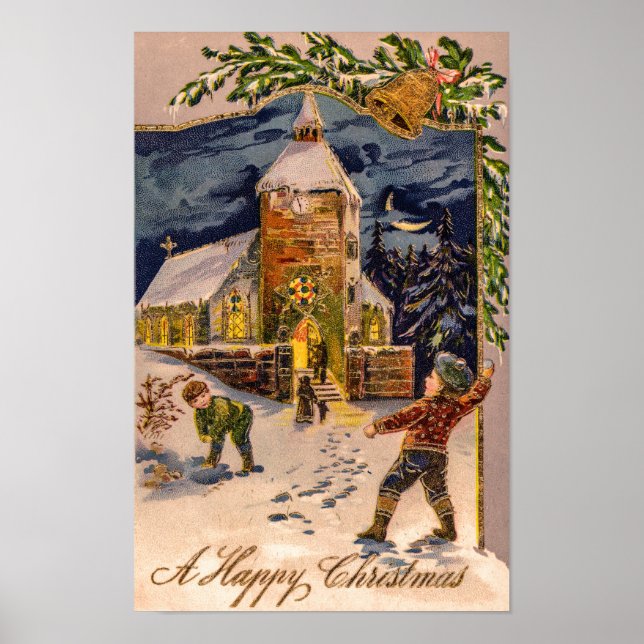 Poster A Happy Christmas Vintage (Devant)