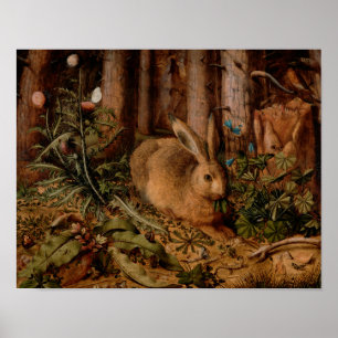 Poster A Hare in the Forest by Hans Hoffmann - Vintage