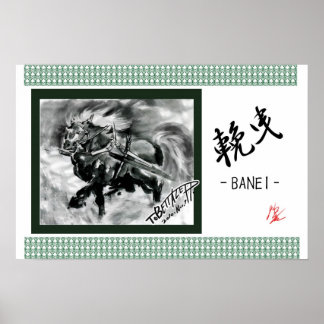 Poster a _Japanese horse samurai art equestrian sumi