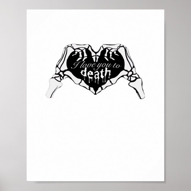 Poster À la mort - Squelette Coeur main (Devant)
