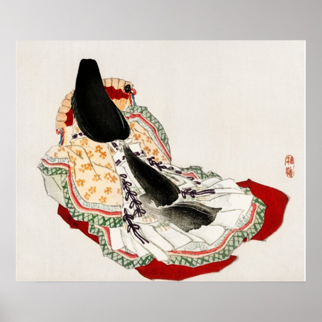 Poster A lady in a kimono by Kono Bairei (Devant)