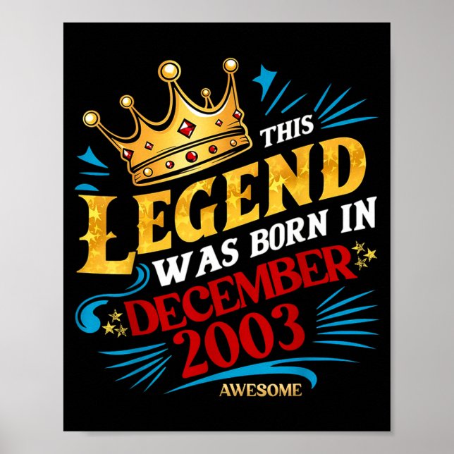 Poster A Legend Was Born In December 2003 Awesome Man Boy (Devant)