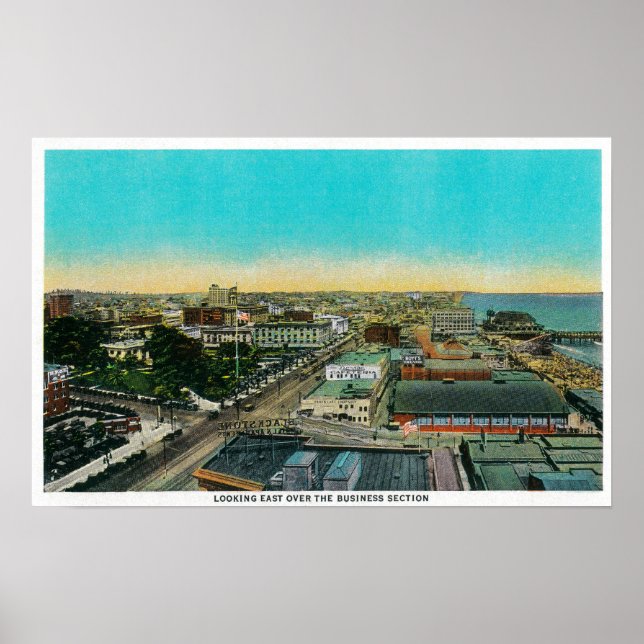 Poster À l'est par rapport à Business Section, Long Beach (Devant)