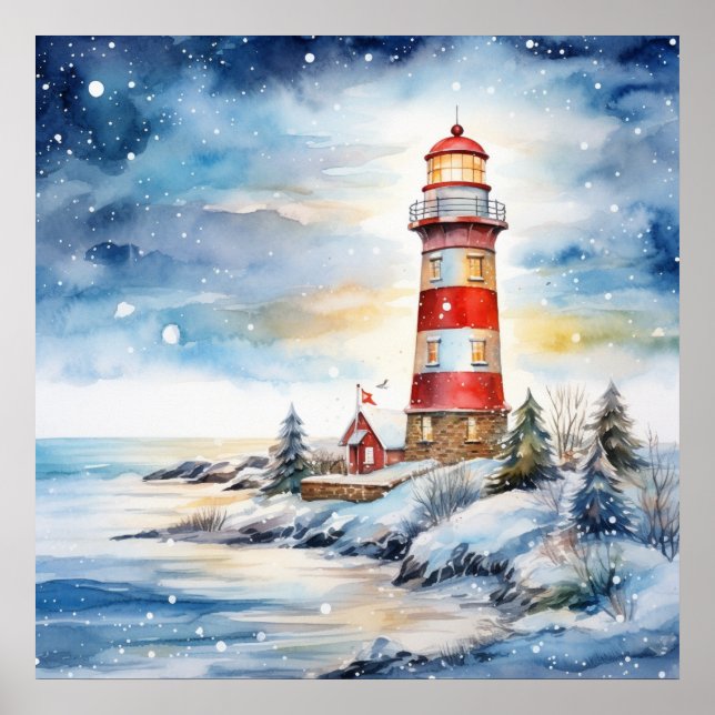 Poster A Lighthouse in Winter (Devant)