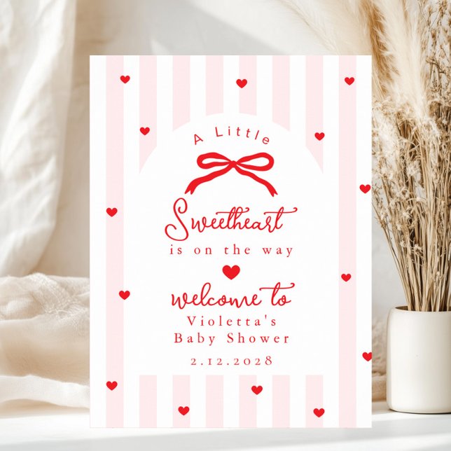 Poster A Little Sweetheart Baby Shower Bow Welcome (Créateur téléchargé)