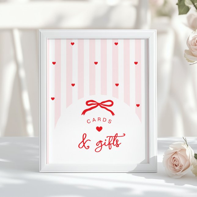 Poster A Little Sweetheart Cards and gifts Pink Red Bow (Créateur téléchargé)