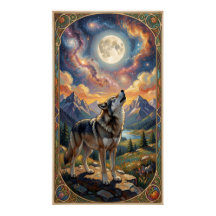 A lone wolf howls at a moon 