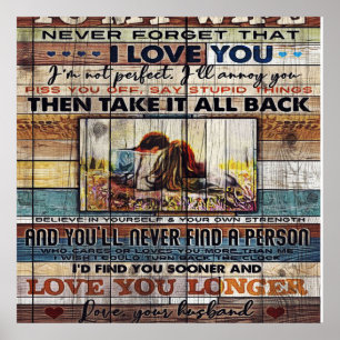 Poster À Ma Femme, Mère Lettre Cadeau Anniversaire,