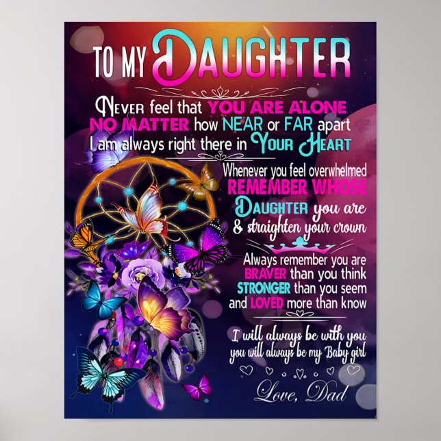 Poster À Ma Fille, Don D'Anniversaire Fille Fille Fille F (Devant)