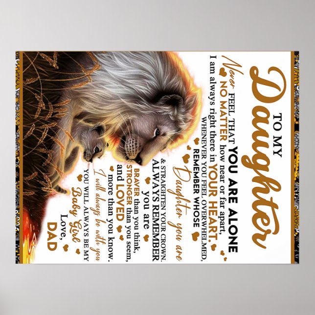 Poster À Ma Fille, Don D'Anniversaire Fille Fille Fille F (Devant)