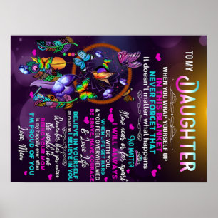 Poster À Ma Fille Papillons Cadeau, Fille Anniversaire