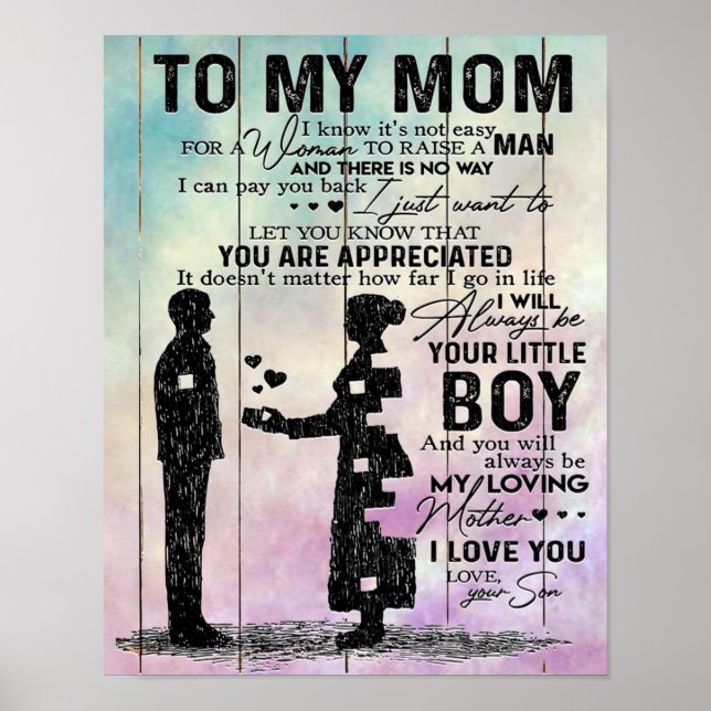 Poster À Ma Lettre Maman, Meilleur Cadeau Pour Maman (Devant)