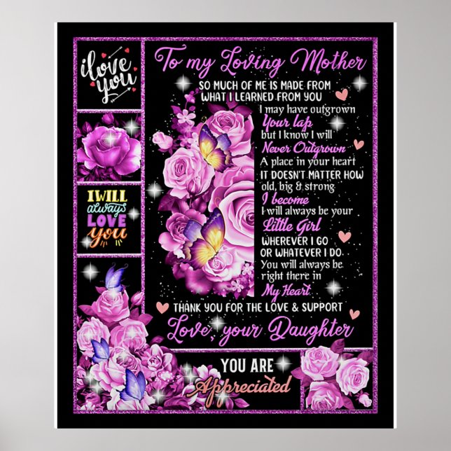Poster À Ma Mère Cadeau Anniversaire, Amour Maman Idée Ca (Devant)