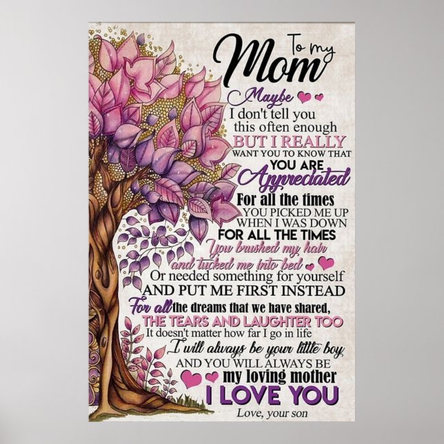 Poster à ma mère, cadeaux de jour pour les mères (Devant)