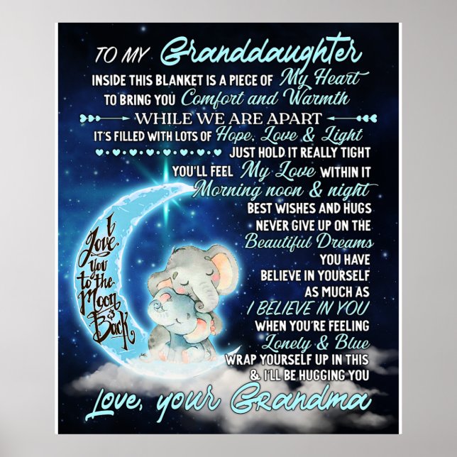 Poster À ma petite-fille Elephant Idée cadeau d'anniversa (Devant)