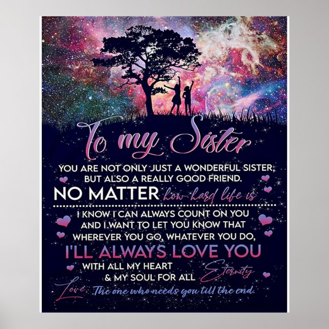 Poster À Ma Soeur Lady Girl Cadeau, Soeur Cadeau Annivers (Devant)