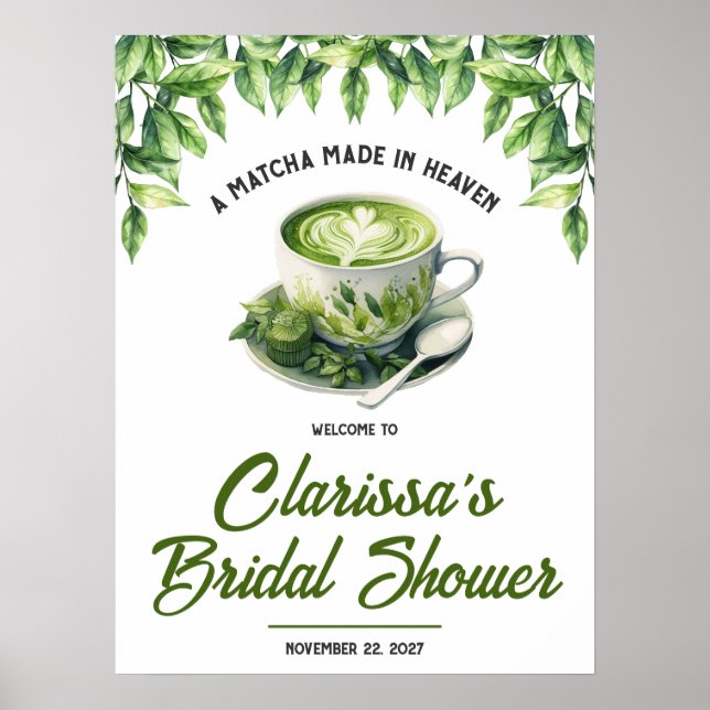 Poster A Matcha Made in Heaven Bridal Shower Welcome Sign (Devant)