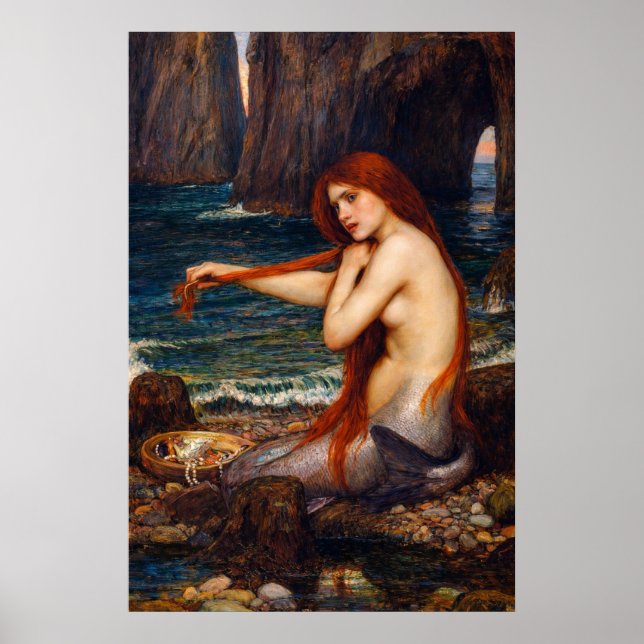 Poster A Mermaid by John William Waterhouse (Devant)
