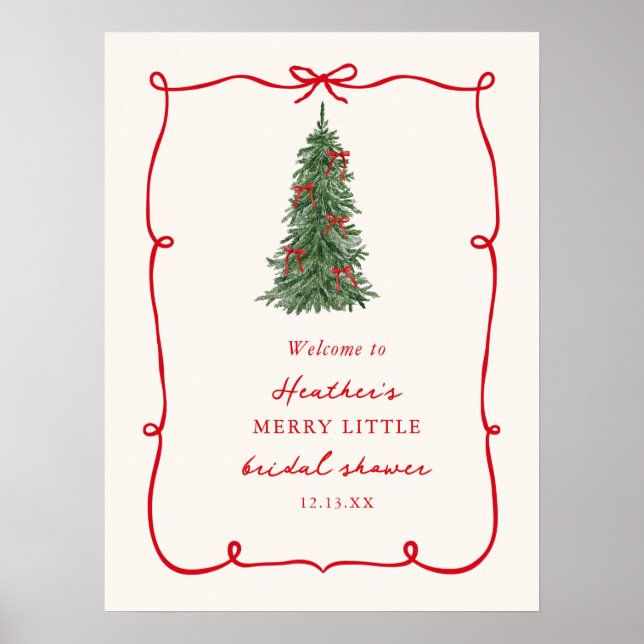 Poster A Merry Little Christmas Bridal Shower Welcome (Devant)