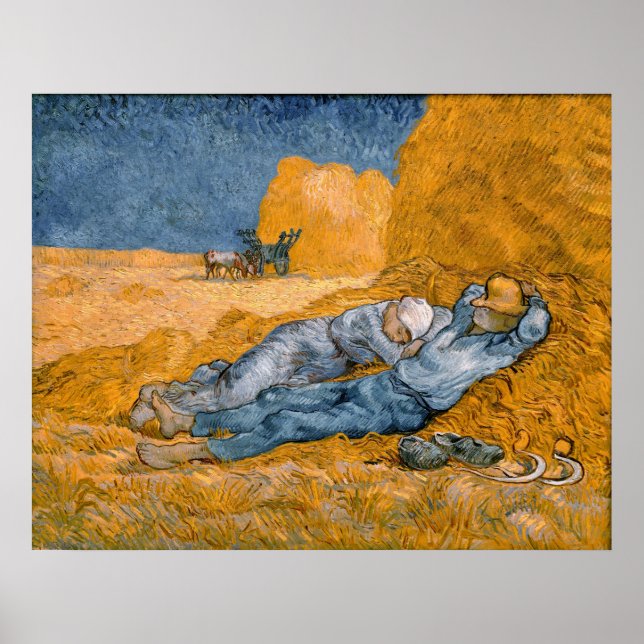 Poster A midi - Repos de travail par Vincent Van Gogh (Devant)