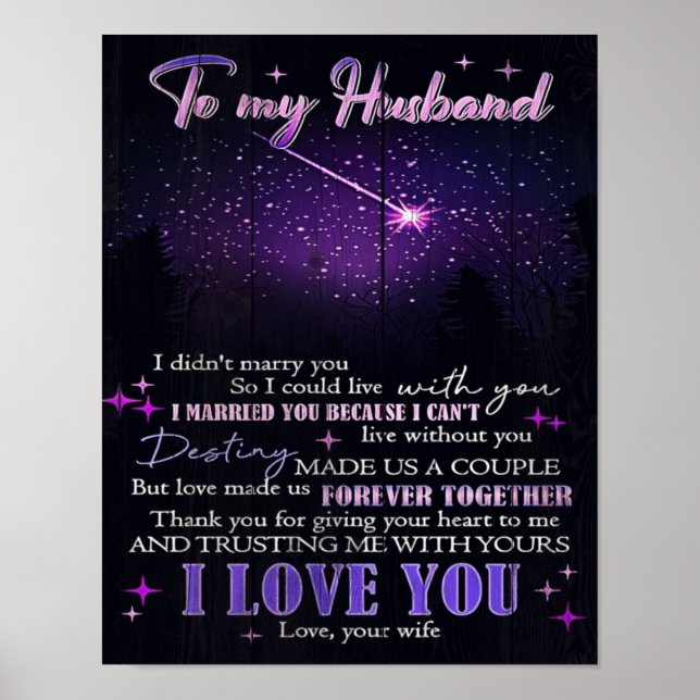 Poster À mon amour mon mari | Cadeau de devis mignon | (Devant)